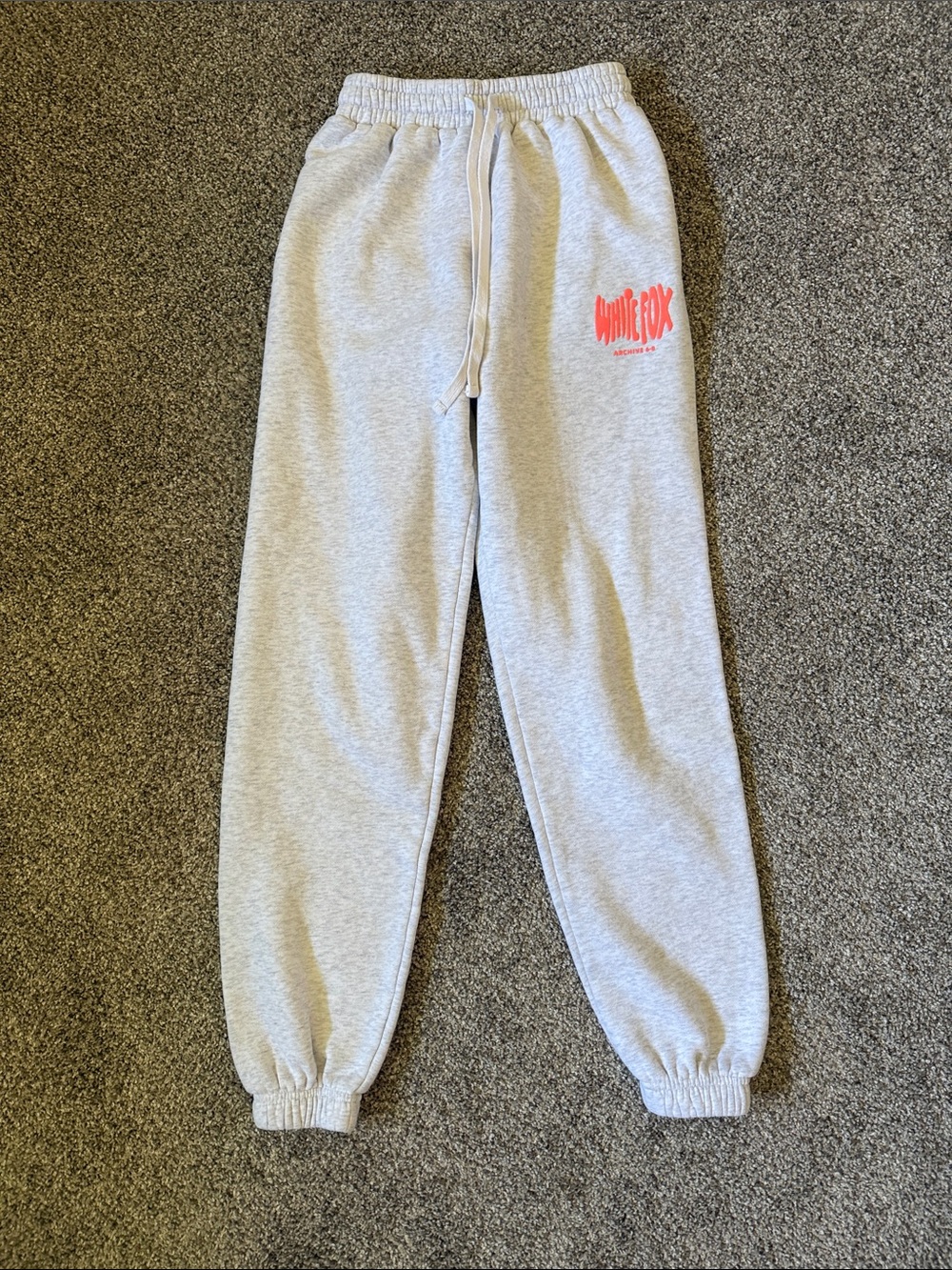 White Fox Boutique Gray Sweatpants with Coral Logo